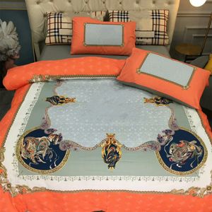 Set di biancheria da letto di design king size arancione di lusso in cotone oro cavallo stampato copripiumino queen size lenzuolo moda federe set consolatore 2024 marchi famosi trendy