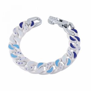 Europa neues Herrenarmband aus Titanstahl, Designer-Armbandkette mit Diamanten, Hip-Hop-Unisex-Armbänder, Glieder, weiß, blau, Lack, Wolken, Persönlichkeitsketten, Schmuck