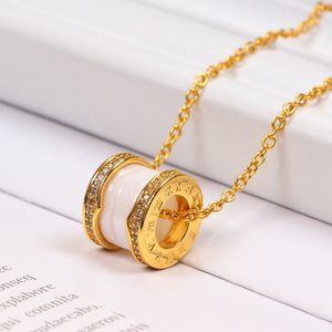 women luxury designer jewelry roman numeral ceramic pendant necklaces rose gold color stainless steel mens necklace gold chain