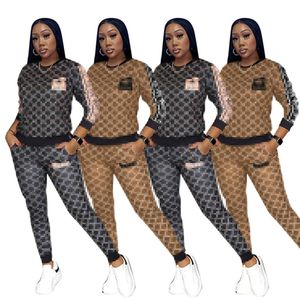Fall Womens Two Piece Pants Sets Outfits Letter Printing Tracksuits Long Sleeve Pullover and Legging Bulk Item Wholesale Lots Clothing K469