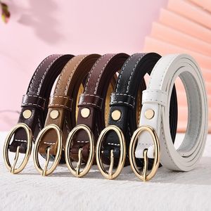Belts Ladies Black White Brown Thin Belt Skinny Leather Waist Gold Pin Buckle For Women Jeans Trouser Strap