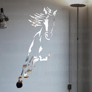 Adesivi murali Adesivo per specchio Decorazione per stanza da bagno 3D Lungo Full Body Adesivo a specchio Calligrafia cavallo al galoppo R073