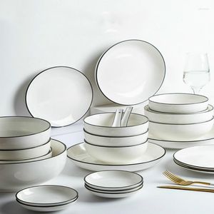 Bowls Jingdezhen Chinese Ceramic Tableware Set Japanese Style Bowl Dish Household Nordic Simple Modern And Plates