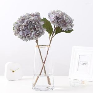 Decorative Flowers Purple Artificial Silk Hydrangea Wedding Party Bouquet Accessories Home Coffee Table Balcony Garden Decoration Simulation