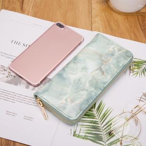 Wallets Women PU Leather Clutch Long Wallet Marble Pattern Card Holder Purse Handbag Zipper Bag