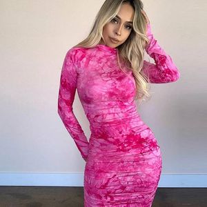 Casual Dresses Autumn Winter Women's Bodycon Dress Pleated Elegant Long Sleeve Party for Ladies Sexy Tight Female Clothing Evening 5xl
