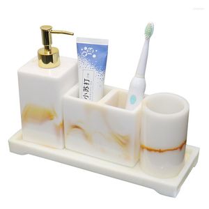 Bath Accessory Set Bathroom Accessories Resin Material Soap Dispenser Toothbrush Holder Gargle Cup 3/4 Pieces Wedding Gifts