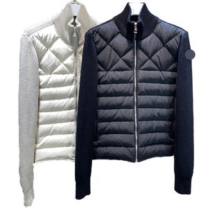 Designer Mens Parkas Mulheres De Malha De Couro Preto Gola De Diamante Leve Para Baixo Casaco Casal Slim Moda Jaquetas Curtas