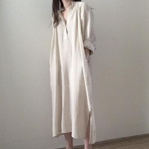 Vestidos corea design proppy estilo moda moda vestido linho de algod￣o outono vestido ver￣o ver￣o solto lazy chic full casual midi vestido