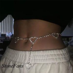 Outros Stonefans Sexy Luxury Heart Shap Chaist Belt For Women Fashion Crystal Sioly Belt With Christmas Gift 221008