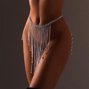 Altri Stonefans Sexy Nappa di cristallo Catena della vita del bikini Accessori della biancheria Summer Rave Body Chain Dress Jewelry per le donne 221008