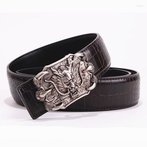 Belts 2022 Men's Top Belt Crocodile Tattoo Genuine Leather Luxury Tap