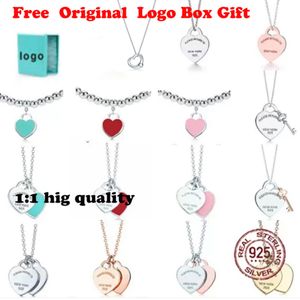 NEW 100% 925 Sterling Silver T gold Necklace Pendant With box Heart Bead Chain 18K Plated Luxurious Designer necklaces For Women Fashion Jewelry Original woman Gifts