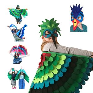 Halloweenowe cosplay poczuły skrzydła z maską karnawał ubieranie się w Wings Holiday Party Creative Children Dekorated Wing Kid Kostium i004