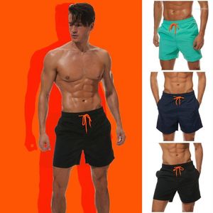 Men's Shorts Swimwear Men Quick Dry Beach Pants Plain Three Quarter Halter Lace-up Swim Workout Summer Outdoor Surffing Men's