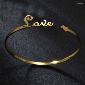 Bangle Steampunk Custom Name Love Letter Bracelet Fashion Cuffs Aesthetic Jewelry Ladies Men's Gold Stainless Steel