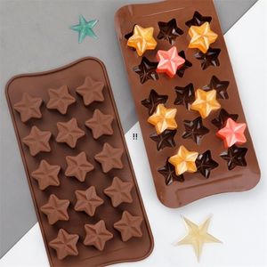 15-Cavity Star Shaped Chocolate Mold DIYノンスティックシリコンプディングゼリーチョコレートアイスキューブゴム型ベーキングツールJNB16135
