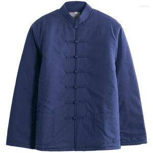 Jaquetas masculinas roupas tradicionais chinesas tang terno casaco tai chi uniforme masculino inverno jaqueta grossa de algodão amassado masculino