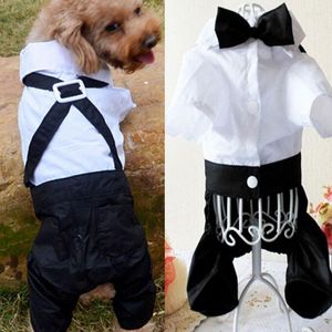 Dog Apparel Gentleman Clothes Wedding Suit Formal Shirt For Small Dogs Bowtie Tuxedo Pet Outfit Halloween Christmas Costume Cats