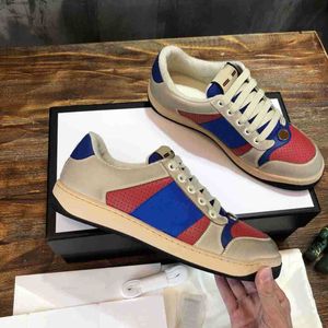 Sneakers Casual Shoes Running Sneaker Shoe Designer Dirty Beige Butter Vintage Leather Fashion Classic Red Green Stripe Women Män storlek 35-45