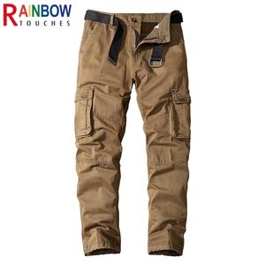 Erkekler Pantolon Gökkuşağı Kargo Gündelik Moda Sporları Açık Pantolon Çok Cep Katı Düz ​​Bacak Pantolon 221008