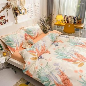 Bedding Sets Florals Impresso Conjunto fresco de algodão de alta qualidade Capa de edredão de pele com folhas em casa confortável