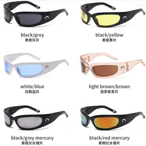 Солнцезащитные очки, модные, тысячелетия, спортивные, Y2K, женские солнцезащитные очки с Луной, модные, технологии будущего, Sense, 2000-е, 90-е, эстетические очки