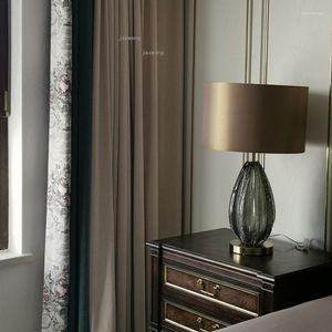 Table Lamps Italian Home Deco Dark Green Glass For The Bedroom Lamp Shade Fabric Bedside LED Light Fixtures Desk