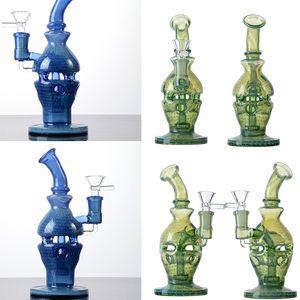 GROSSHANDEL Einzigartige Design-Wasserpfeifen 14-mm-Gelenk Berauschende blaue und grüne Bongs Faberge Fab Egg Duschkopf Perc Perkolator mit Schüssel WP2282