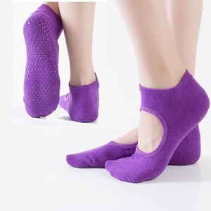 Sportsockor Dam Yoga Halkfria grepp Tjocka Antiglid silikonsula Andas bomull Pilates Pure Barre Balettdans