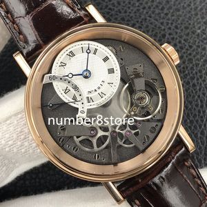 Tradition 7097B Herrenuhr ZF Factory Roségold Weiß Skelett Zifferblatt Schweizer 505 SR1 Automatikwerk 28800vph Saphirglas Luxus-Armbanduhr Wasserbeständigkeit