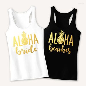 Kadın Tankları Vest Aloha Gelin Plajları Ananas Altın Baskı Tank Tops Retro Kadınlar Racerback Bachelorette Party Nedime Hediye Gömlek
