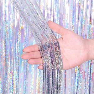 Christmas Decorations Fringe Curtain Background Wall 2022 Winter Snow Party 2023 Year Silver White Supplies For Home