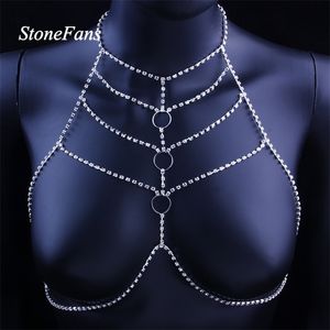 Other StoneFans Gift Sexy Body Chain Bra Jewelry Open Round Top Body Chains Harness Party Club Charming Women Jewellery 221008