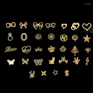 Nail Art Decorations 100Pcs Gold Ultra-thin Sticker 18K Copper Studs Decals Bling Patch Cute 3D Charm Rivets Tips Supplies