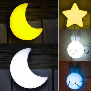 Night Lights Novely Light Star Moon Cartoon LED Lamp Pulg-in Socket Wall for Baby Children's Bedroom Sleeping Nightlight