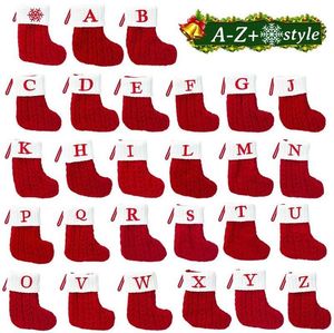 Weihnachtsstrumpf-Dekorationen, rote Schneeflocke, individuelle Buchstaben, Socken, Weihnachtsbaumschmuck, Dekor, Geschenktüten im Großhandel