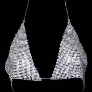 Outra moda Triângulo Cristal Bra Sexy Chain Chain Arnês Cadeia de biquíni para mulheres Festival Clothing Beach 221008