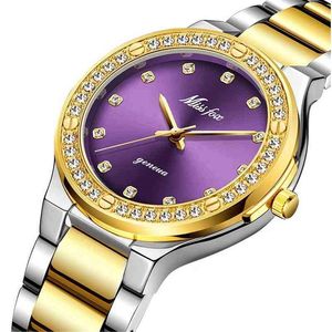 Dropshipping New 2022 Hot Selling Trendy Women Diamond Lady Watch Fashion Purple Dial Chine Wrist Fabulous Brand Hand Watch