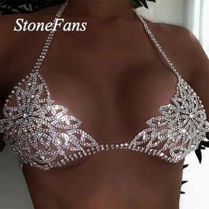 Outras jóias de sutiã da corrente de cristal da folha de moda Stonefans para mulheres Sexy Biquíni Colar de sutiã Declaração de lingerie 221008