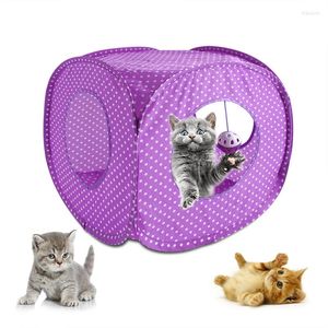 猫のおもちゃトンネルオラップ可能な遊びおもちゃヒョウオックスフォード布折りたたみ可能なベッド紫色のペットの皮の隠れトレーニング