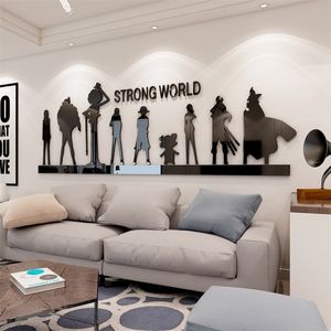 Wall Stickers Cartoon Creative 3D Waterproof Bedroom Living Room Background Mirror Acrylic kids Sticker 221008