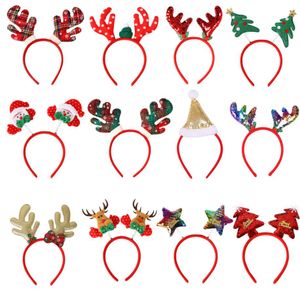 Christmas Hairs Band Party Favor Sequins Reindeer Antlers Ears Headbands For Women Girls Xmas Party Decoration Cosplay Hair Accessories