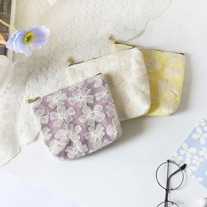 DHL200pcs Coin Purses Women Cotton The Floral Embroidery Cross Hasp Short Wallet Mix Color