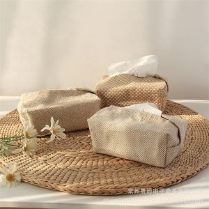 Caixas de tecidos guardanapos de linho de linho de algodão Arte de papel simples Caixa de guardana