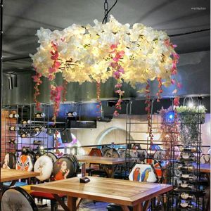 Pendant Lamps Music Bar Chandelier Literary Flower Room Cafe Cherry Blossom Lamp American Pastoral Restaurant Pot Lighting