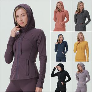 LL-0203 Hooded Fitness Wear Womens Sportswear Yoga Outfit Outer Jackets Outdoor Apparel Casual Adult Running Exercise Trainer Long Sleeve Tops Zipper