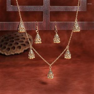 Серьги ожерелья устанавливают модную ретро -кисточка европейская и американская ювелирная ювелирная ювелира богемный колокольчик кулон турецкой цыган