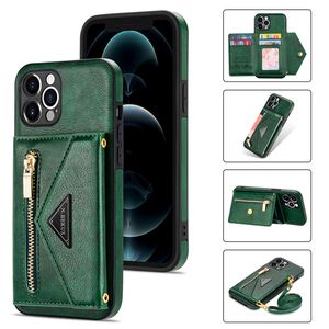 Necklace Folio Phone Cases für iPhone 14 13 12 11 Pro Max XR Samsung Galaxy S22 Ultra S21 Plus Lanyard Mehrere Kartenfächer Leder Wallet Clutch Kickstand Back Cover