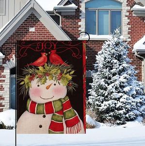Рождественские украшения тематические садовые флаг зимний праздник открытый снеговик льняной баннер декор фестиваль 30x45см RRE14807